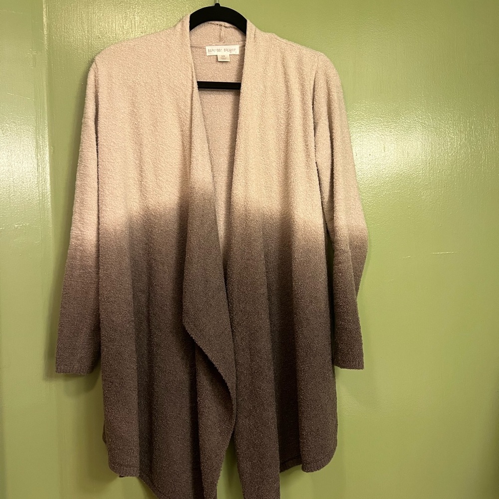 Barefoot dream wrap cardigan - beige/brown ombré - size small.